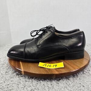 Principe Mens 10.5 Black Leather Business Office Cap Toe Oxford Derby Dress Shoe